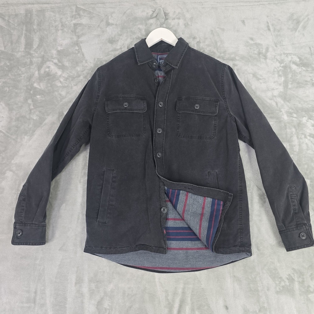 Faherty Lakeside CPO Washed Black Blanket Lined Jacket Small Workwear Outdoors